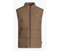 Quilted logo-print shell down vest - Neutral