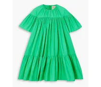Zuri tiered gathered cotton-poplin mini dress - Green