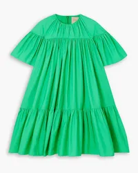 Roksanda Ilincic Zuri tiered gathered cotton-poplin mini dress - Green Green