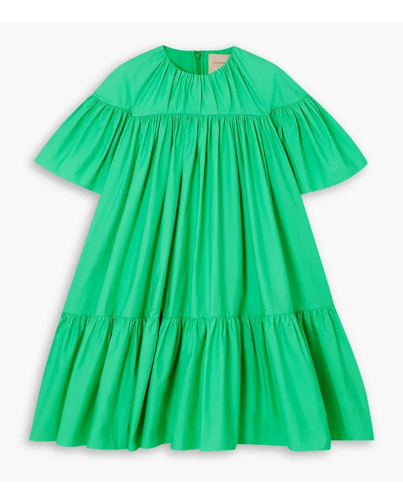 Roksanda Ilincic Zuri tiered gathered cotton-poplin mini dress - Green Green