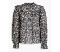 Lucinda crochet-trimmed floral-print cotton blouse - Multicolor