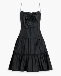 Zac Posen Appliquéd tiered taffeta mini dress - Black Black