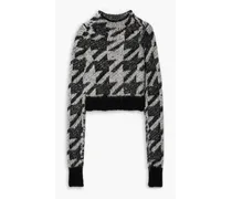 Edith cropped houndstooth intarsia-knit sweater - Gray