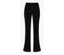 Crocheted lace flared pants - Black