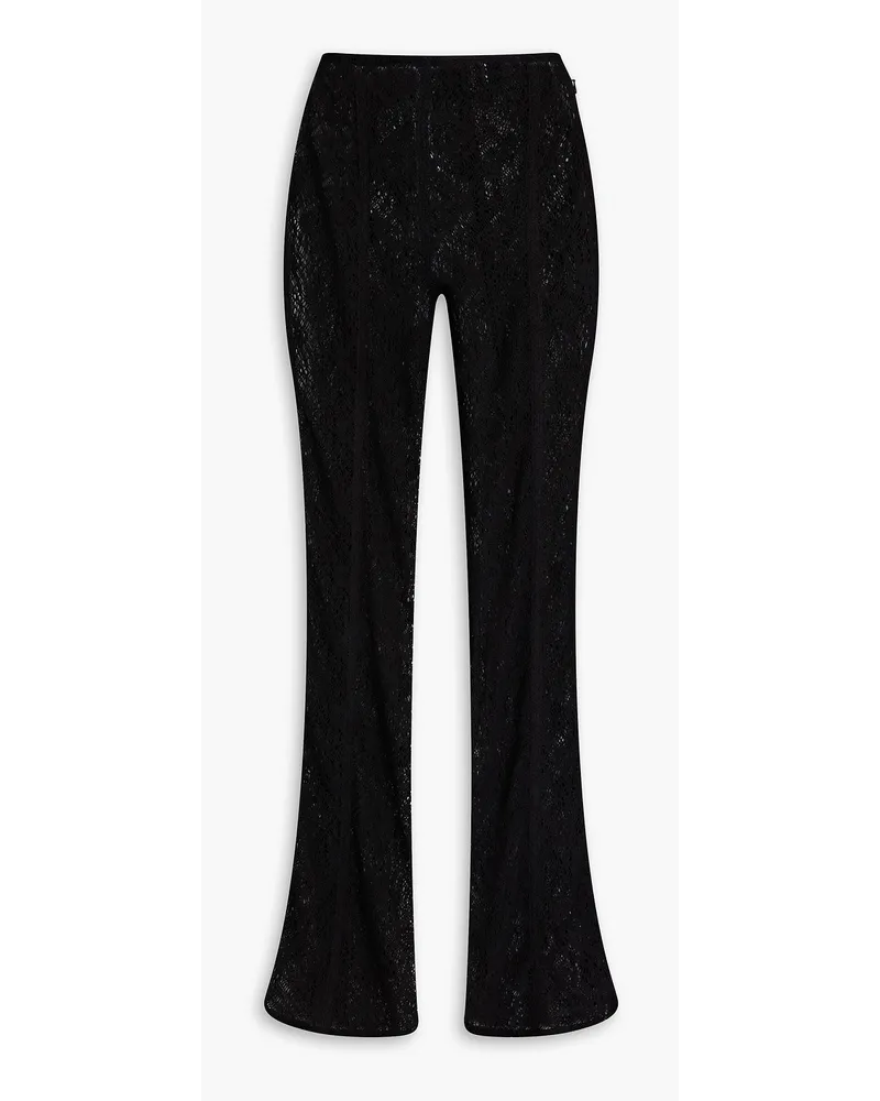 Ganni Crocheted lace flared pants - Black Black