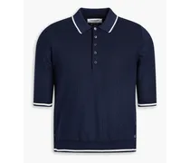 Silk and cotton-blend piqué polo shirt - Blue