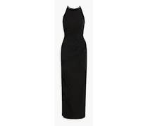 Annika embellished draped crepe gown - Black