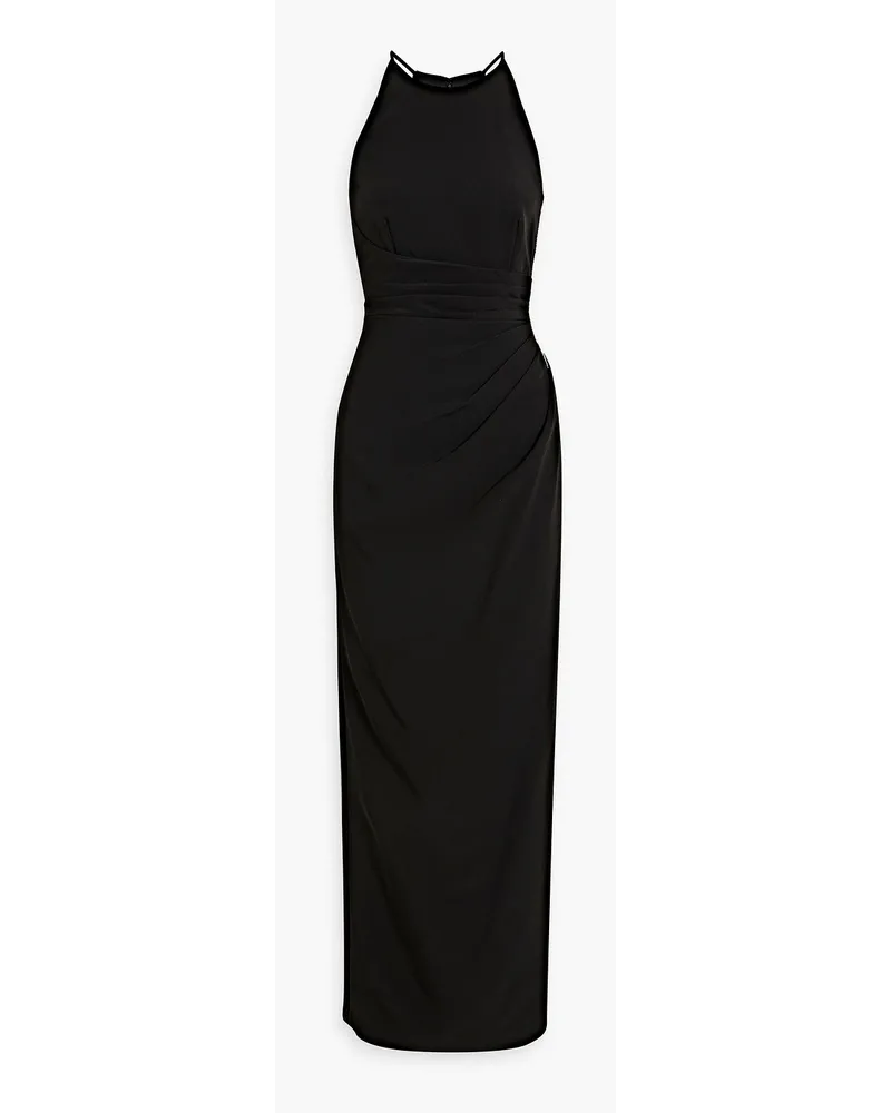 Halston Annika embellished draped crepe gown - Black Black