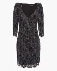 Rachel Zoe Anya chiffon-trimmed metallic corded lace mini dress - Black Black