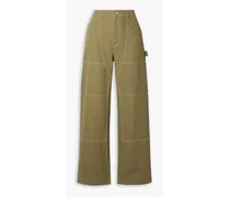 Carpenter cotton-twill wide-leg pants - Green