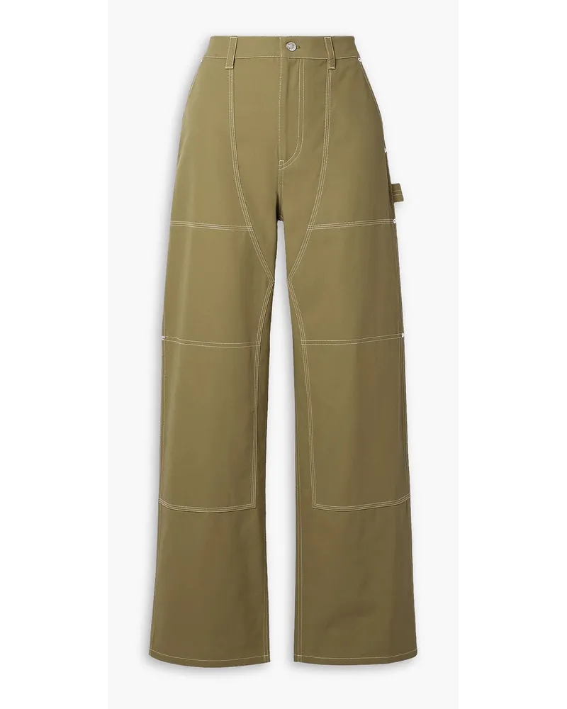 Helmut Lang Carpenter cotton-twill wide-leg pants - Green Green