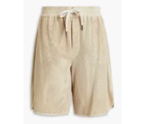 Perforated suede shorts - Neutral