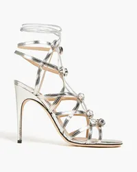 Sergio Rossi Crystal-embellished metallic cracked-leather sandals - Metallic Metallic