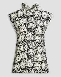 Philosophy Di Lorenzo Serafini Ruffle-trimmed printed silk crepe de chine top - White White