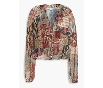 Jayce paisley-print silk-georgette blouse - Neutral