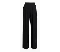 TENCEL™, linen and cotton-blend wide-leg pants - Black