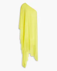 Halston One-shoulder asymmetric draped georgette midi dress - Yellow Yellow