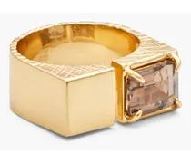 24-karat gold-plated quartz ring - Metallic