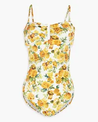 Onia Pauline cutout floral-print swimsuit - Yellow Yellow