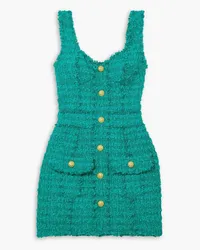 Balmain Embellished cotton-blend bouclé mini dress - Blue Blue