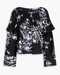 IRO Hilta ruffled printed ramie blouse - Black Black