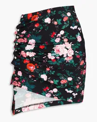 Paco Rabanne Asymmetric floral-print jersey mini skirt - Black Black