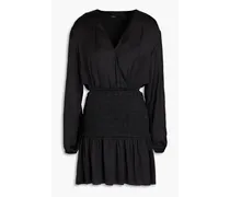 Rovely shirred satin mini dress - Black