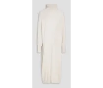 Lily brushed cashmere midi turtleneck dress - White