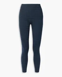 Akris Stretch wool and mulberry silk-blend jacquard leggings - Blue Blue