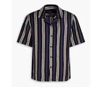 Avery striped linen-blend shirt - Blue