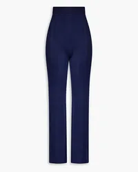 Alberta Ferretti Metallic ribbed-knit flared pants - Blue Blue