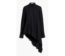 Divide asymmetric fil coupé cotton shirt - Black