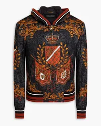 Dolce & Gabbana Printed silk-satin hooded jacket - Black Black