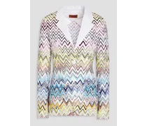Crochet-knit cotton-blend blazer - White