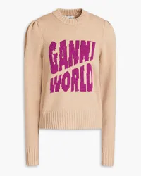 Ganni Intarsia-knit sweater - Neutral Neutral