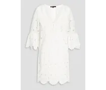 Cotton crocheted lace mini dress - White