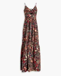 A.L.C. Laura gathered cutout printed cotton-poplin maxi dress - Multicolor Multicolor