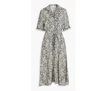 Benedicte paisley-print silk crepe de chine midi shirt dress - Black