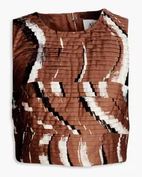 Aje. Palette cropped pintucked printed cotton top - Brown Brown