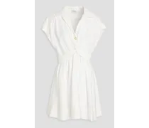 Sigrid twist-front twill mini shirt dress - White