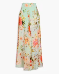 Camilla Printed silk-chiffon wide-leg pants - Green Green