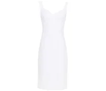 Paneled lace and mesh dress - White