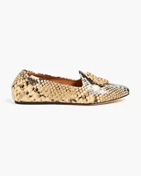 Tory Burch Embellished snake-effect leather flats - Animal print Animal