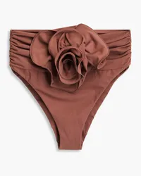 Magda Butrym Floral-appliquéd high-rise bikini briefs - Brown Brown