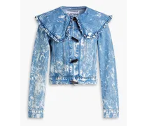 Ganni Ruffled bleached denim jacket - Blue Blue