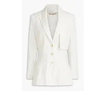 Convertible cutout linen-blend twill blazer - White