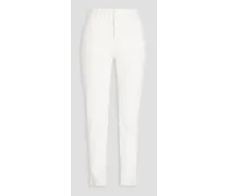 Washed stretch-cotton twill slim-leg pants - White