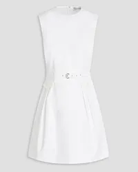 RED Valentino Belted pleated cotton-blend twill mini dress - White White