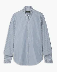 Nili Lotan Lydia ruffled striped cotton-poplin shirt - Blue Blue