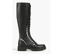 Halsey cutout leather combat boots - Black